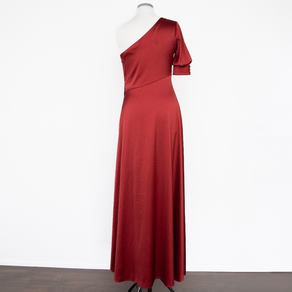 Kay Unger Izabella One Shoulder Gown Red Size 6 - Picture 2 of 15